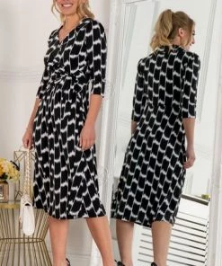 Jolie Moi Sylvie Black Wrap Collar Dress -Jolie Moi Sales unnamed file 323