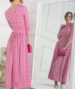 Jolie Moi Pink Denisse Spotty Jersey Maxi Dress -Jolie Moi Sales unnamed file 341 scaled