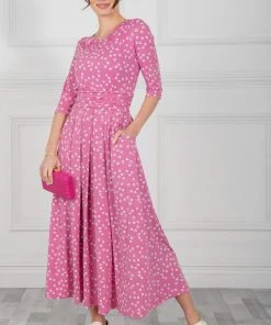 Jolie Moi Pink Denisse Spotty Jersey Maxi Dress -Jolie Moi Sales unnamed file 342 scaled