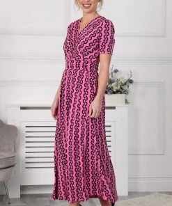 Jolie Moi Pink Genesis Print Wrap Maxi Dress -Jolie Moi Sales unnamed file 346 scaled
