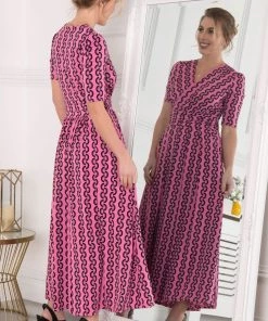 Jolie Moi Pink Genesis Print Wrap Maxi Dress -Jolie Moi Sales unnamed file 348 scaled