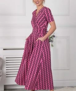 Jolie Moi Pink Genesis Print Wrap Maxi Dress -Jolie Moi Sales unnamed file 349