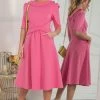 Jolie Moi Pink Maayan Fold Neck Dress -Jolie Moi Sales unnamed file 35
