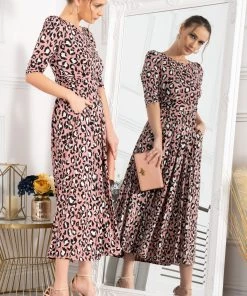 Jolie Moi Pink Animal Print Sleeved Jersey Maxi Dress -Jolie Moi Sales unnamed file 366 scaled