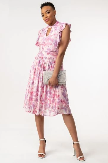 Jolie Moi Pink Emily Frilly Mesh Midi Dress 8 Jolie Moi Pink Emily Frilly Mesh Midi Dress - Image 6