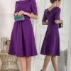 Jolie Moi Purple Maayan Fold Neck Dress