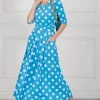 Jolie Moi Blue Deasia Polka Dot Print Maxi Dress