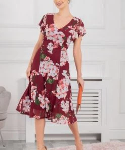 Jolie Moi Acela Red Floral Print Mesh Dress -Jolie Moi Sales unnamed file 433