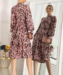 Jolie Moi Pink Kathryn Long Sleeve Midi Dress -Jolie Moi Sales unnamed file 437 scaled