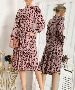 Jolie Moi Pink Kathryn Long Sleeve Midi Dress -Jolie Moi Sales unnamed file 438 scaled