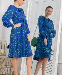 Jolie Moi Allyn Blue Bow Neck Long Sleeve Dress -Jolie Moi Sales unnamed file 452 scaled