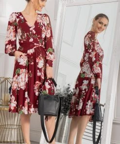 Jolie Moi Red Gabriel Twist Waist Midi Dress