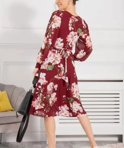 Jolie Moi Red Gabriel Twist Waist Midi Dress -Jolie Moi Sales unnamed file 477 scaled