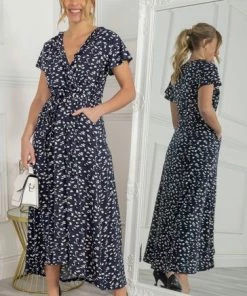 Jolie Moi Blue Wrap Dip Hem Maxi Dress 13 Jolie Moi Blue Wrap Dip Hem Maxi Dress -Jolie Moi Sales unnamed file 486