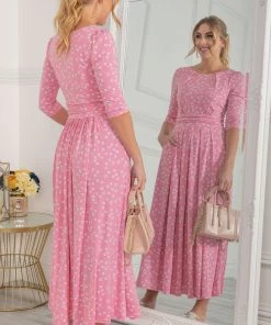 Jolie Moi Denisse Pink Spotty Jersey Maxi Dress -Jolie Moi Sales unnamed file 490 scaled