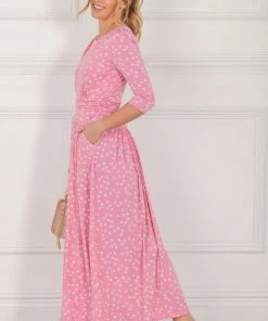 Jolie Moi Denisse Pink Spotty Jersey Maxi Dress -Jolie Moi Sales unnamed file 491 scaled