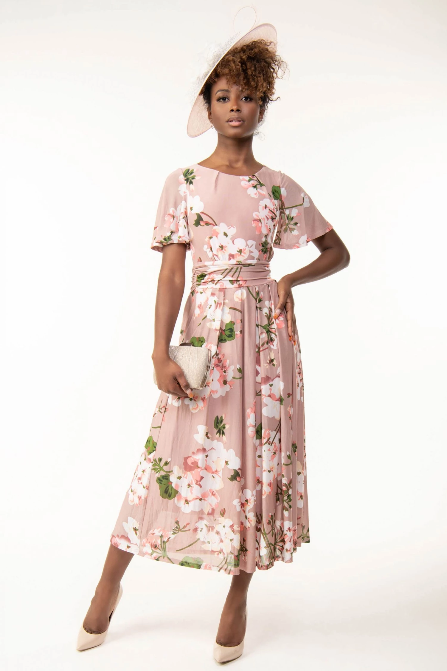 Jolie Moi Gianna Pink Floral Midi Dress 5 Jolie Moi Gianna Pink Floral Midi Dress - Image 3