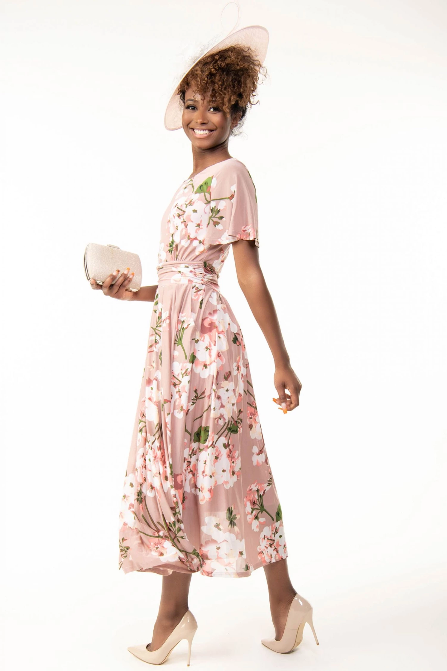 Jolie Moi Gianna Pink Floral Midi Dress 6 Jolie Moi Gianna Pink Floral Midi Dress - Image 4