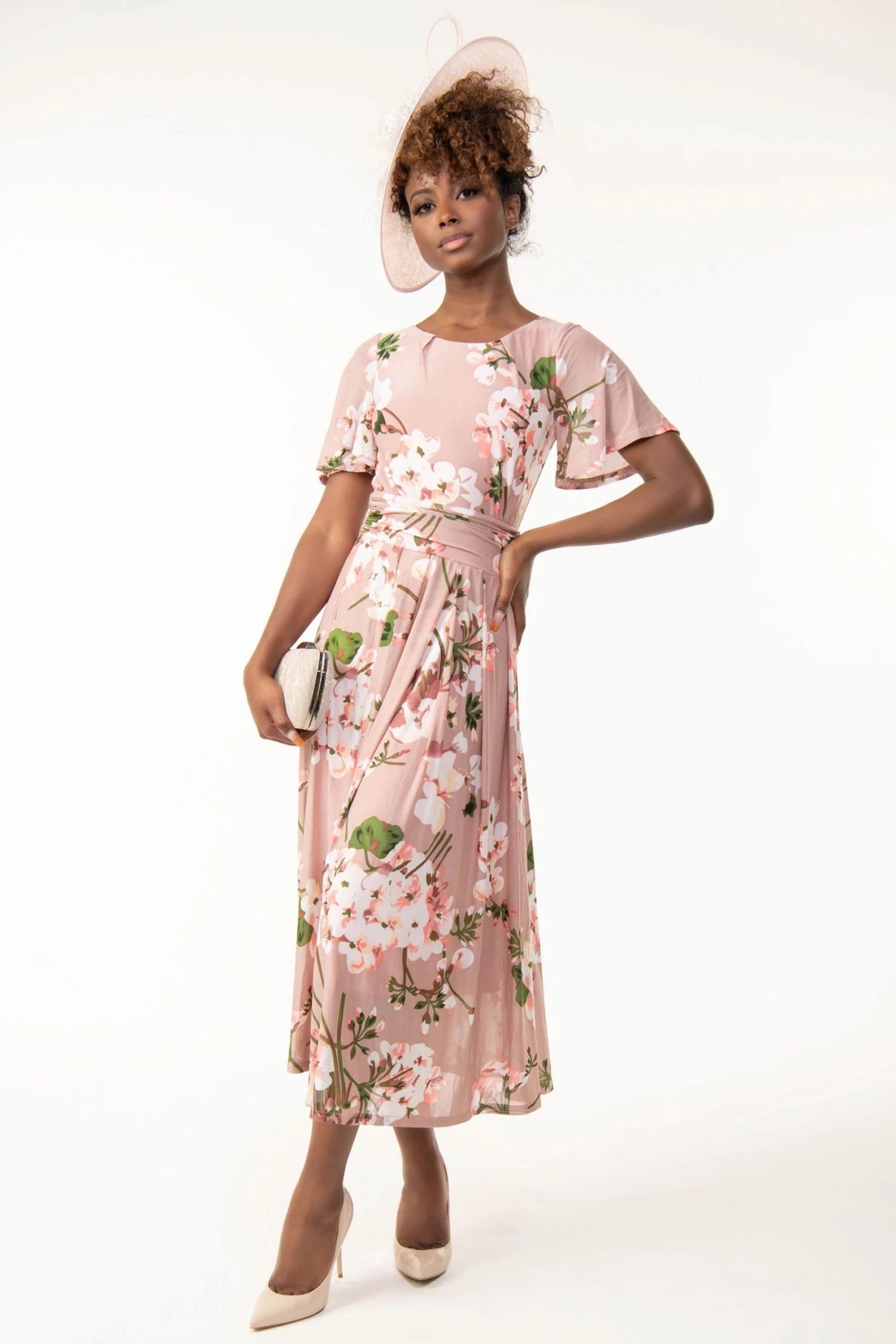 Jolie Moi Gianna Pink Floral Midi Dress 7 Jolie Moi Gianna Pink Floral Midi Dress - Image 5