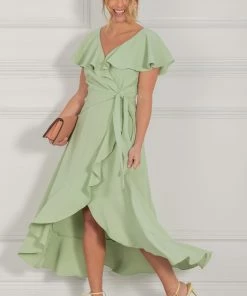 Jolie Moi Green Vella Frill Wrap Maxi Dress -Jolie Moi Sales unnamed file 502 scaled