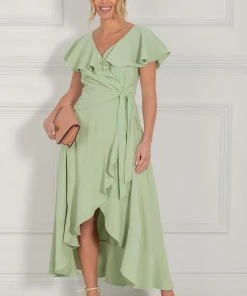 Jolie Moi Green Vella Frill Wrap Maxi Dress -Jolie Moi Sales unnamed file 503 scaled