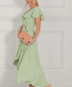 Jolie Moi Green Vella Frill Wrap Maxi Dress -Jolie Moi Sales unnamed file 504 scaled