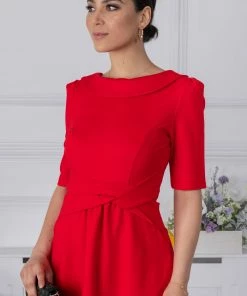 Jolie Moi Red Maayan Fold Neck Dress -Jolie Moi Sales unnamed file 518 scaled