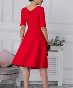 Jolie Moi Red Maayan Fold Neck Dress -Jolie Moi Sales unnamed file 519 scaled