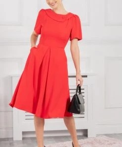 Jolie Moi Red Debora Button Neck Dress 15 Jolie Moi Red Debora Button Neck Dress -Jolie Moi Sales unnamed file 540