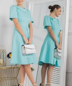 Jolie Moi Debora Green Button Neck Dress -Jolie Moi Sales unnamed file 544 scaled