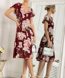 Jolie Moi Pink Grace Mesh Midi Dress