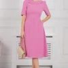 Jolie Moi Gemma Pink Belted Midi Dress -Jolie Moi Sales unnamed file 562