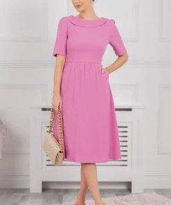 Jolie Moi Gemma Pink Belted Midi Dress