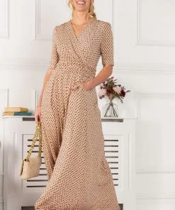 Jolie Moi Kendall Brown Wrap Front Maxi Dress