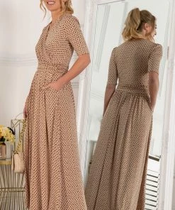 Jolie Moi Kendall Brown Wrap Front Maxi Dress -Jolie Moi Sales unnamed file 583 scaled