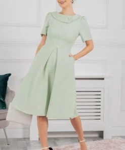 Jolie Moi Valery Green Button Collar Dress