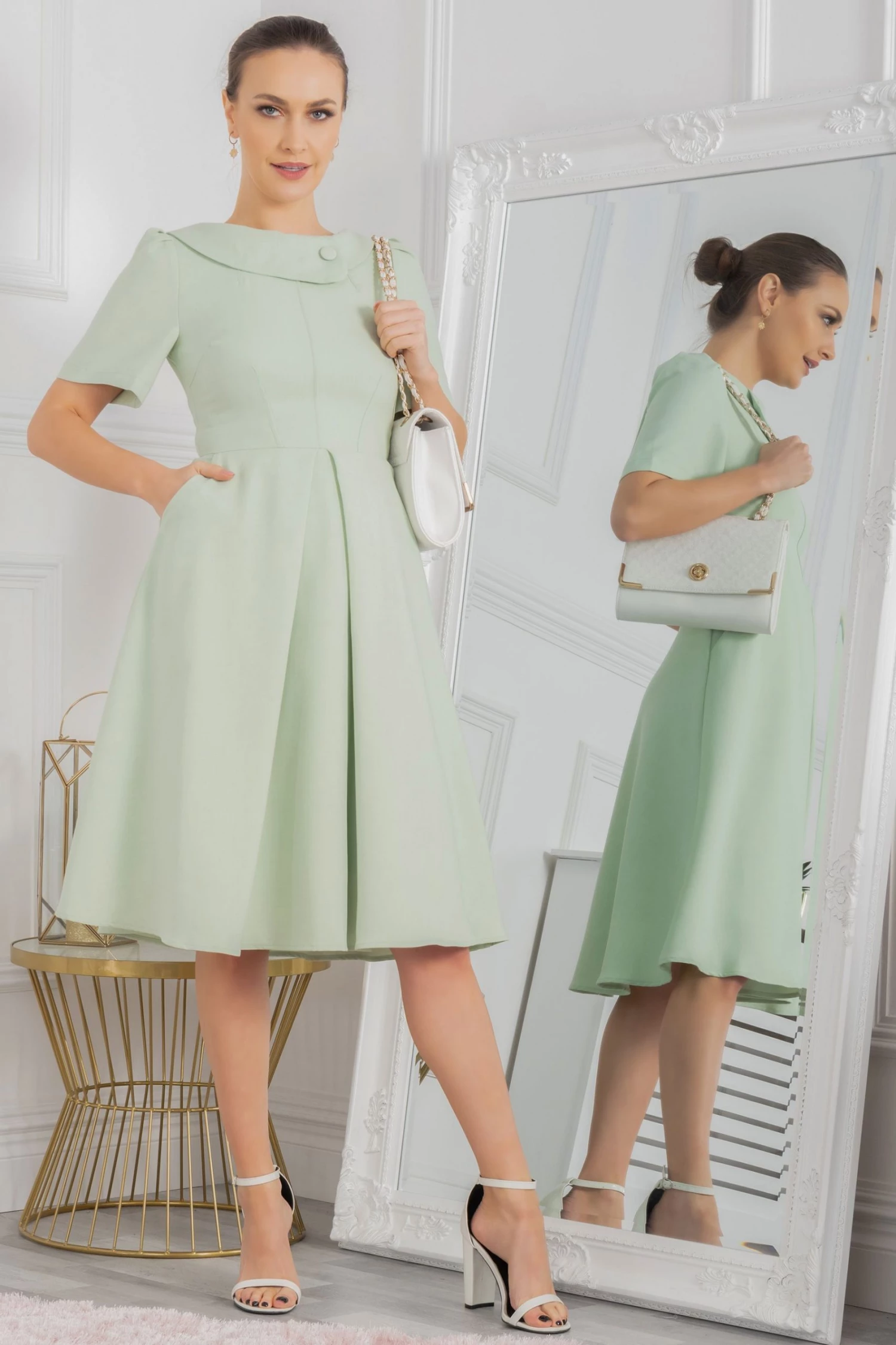 Jolie Moi Valery Green Button Collar Dress 5 Jolie Moi Valery Green Button Collar Dress - Image 3