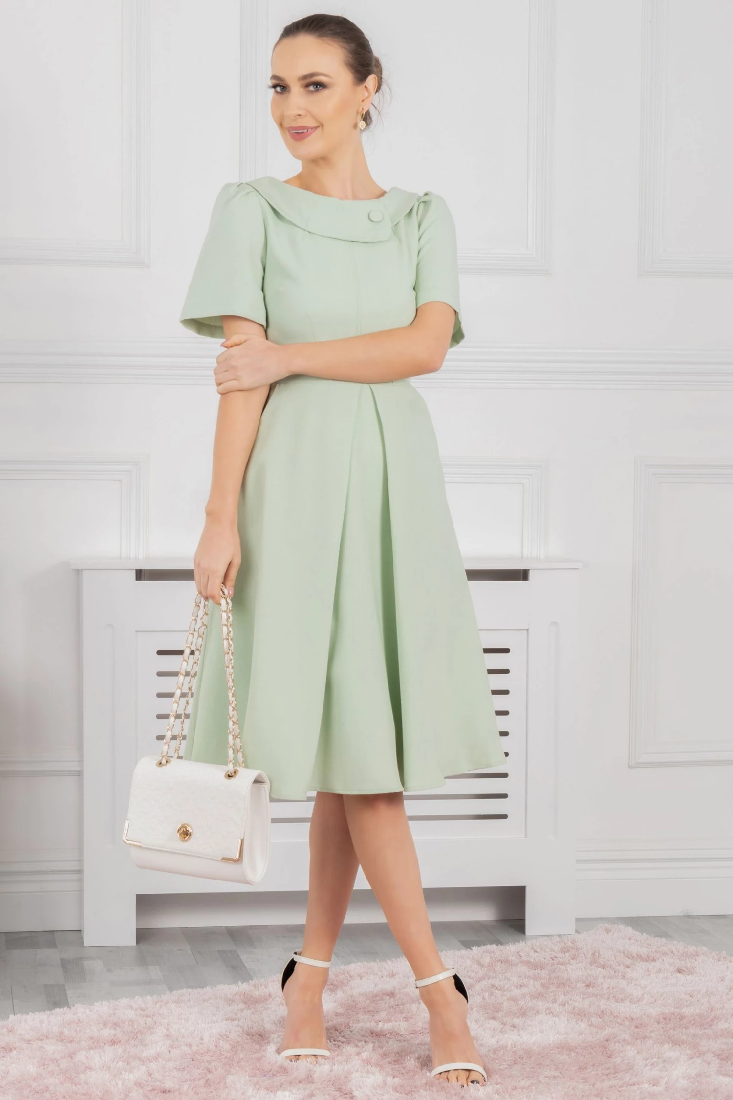 Jolie Moi Valery Green Button Collar Dress 7 Jolie Moi Valery Green Button Collar Dress - Image 5