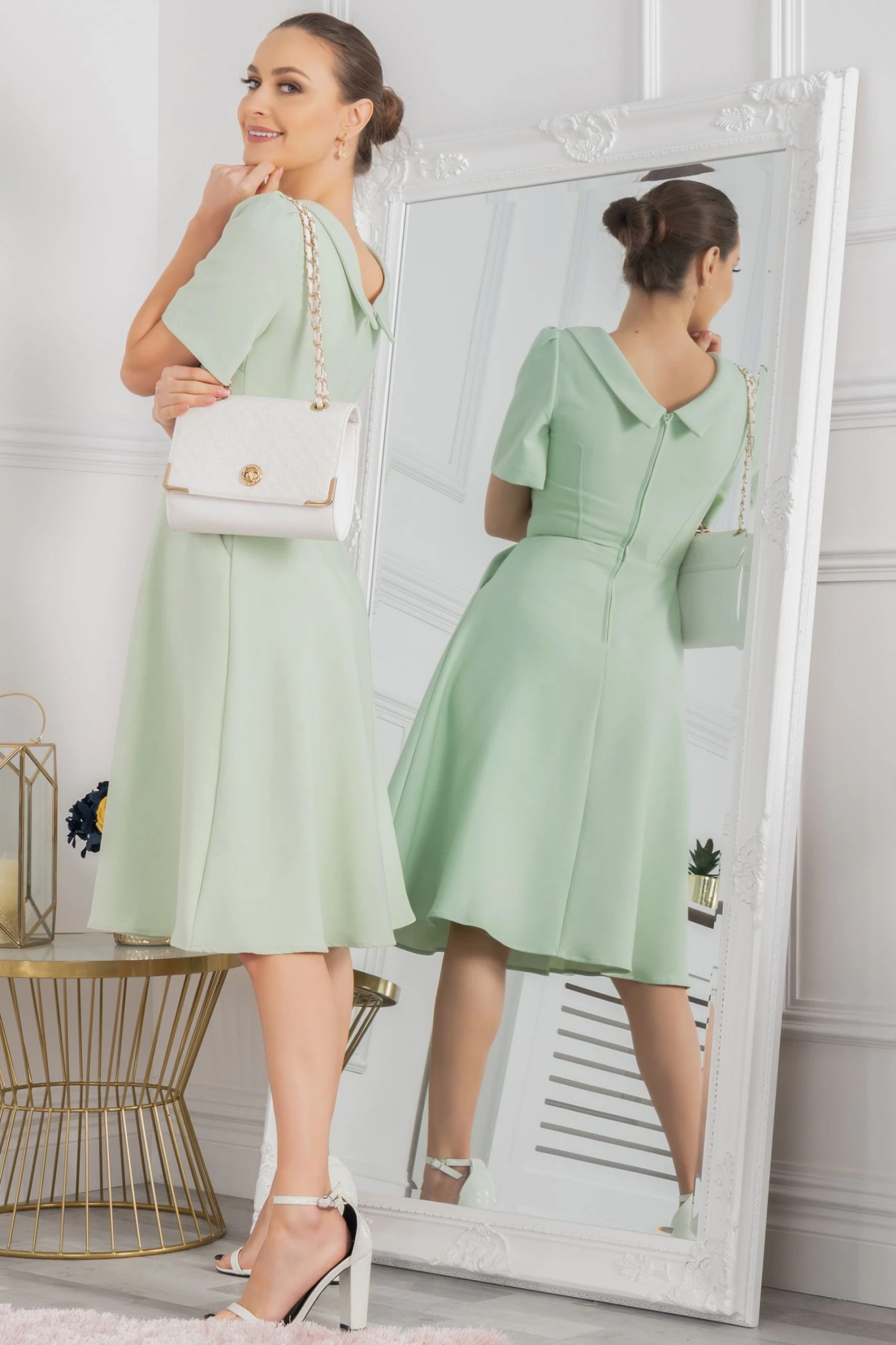 Jolie Moi Valery Green Button Collar Dress 8 Jolie Moi Valery Green Button Collar Dress - Image 6