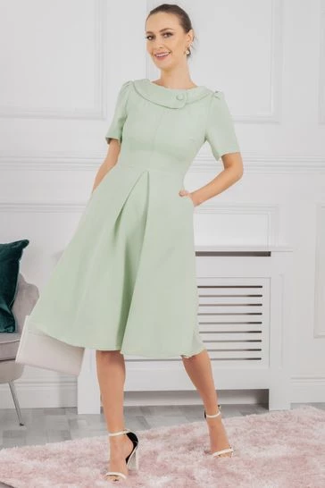 Jolie Moi Valery Green Button Collar Dress 9 Jolie Moi Valery Green Button Collar Dress - Image 7