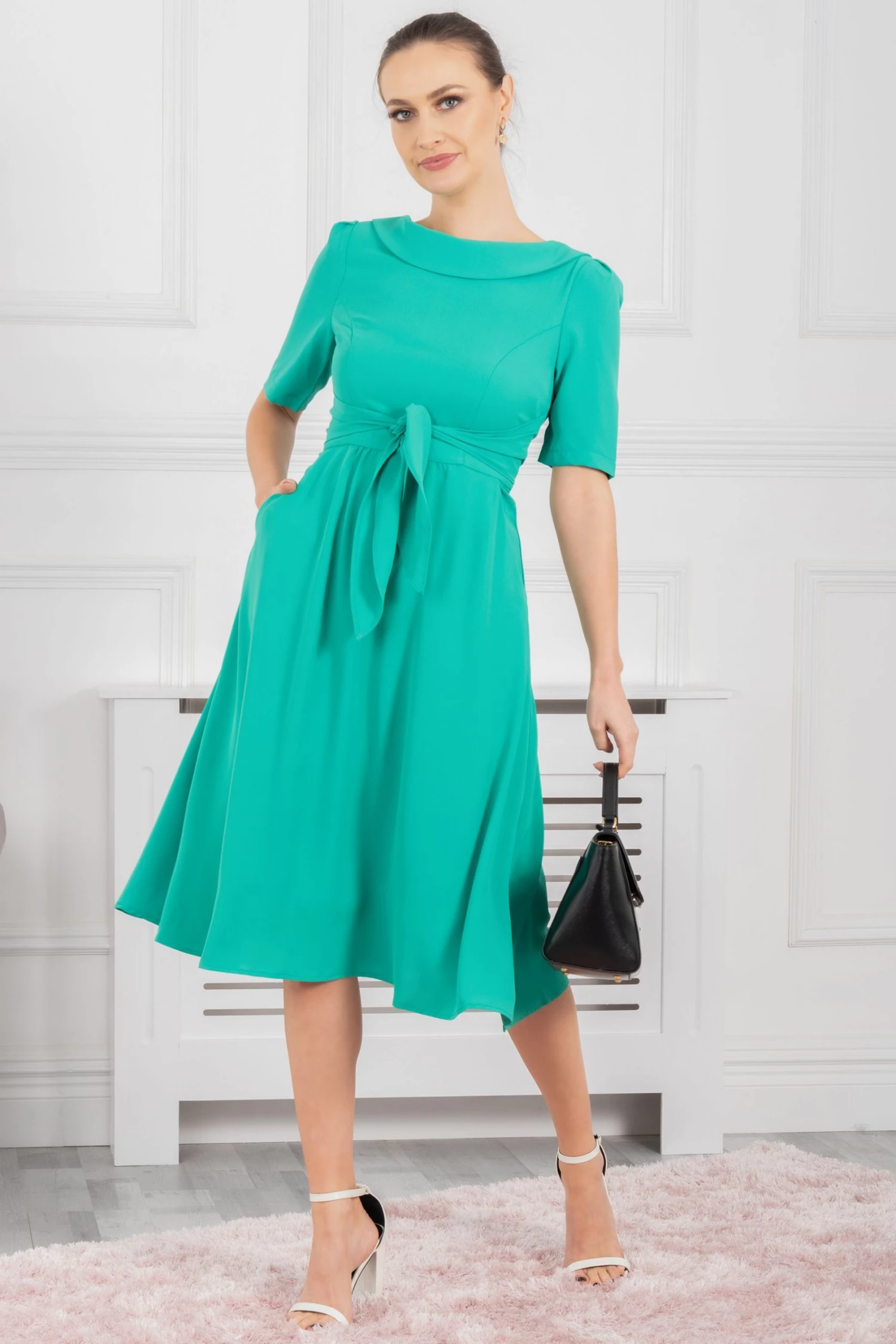 Jolie Moi Gemma Green Belted Midi Dress 3 Jolie Moi Gemma Green Belted Midi Dress
