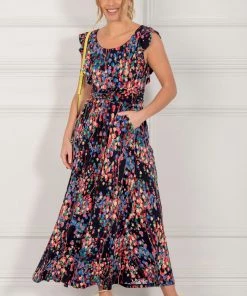 Jolie Moi Blue Adalena Frill Shoudler Maxi Dress