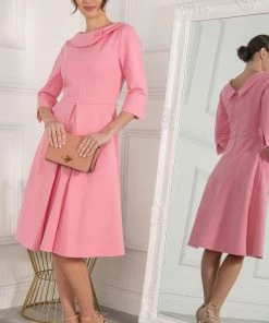 Jolie Moi Pink Kyndall 3/4th Sleeve Midi Dress -Jolie Moi Sales unnamed file 618 scaled