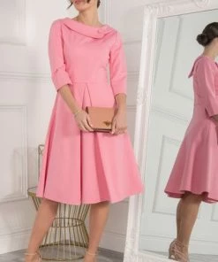 Jolie Moi Pink Kyndall 3/4th Sleeve Midi Dress -Jolie Moi Sales unnamed file 620