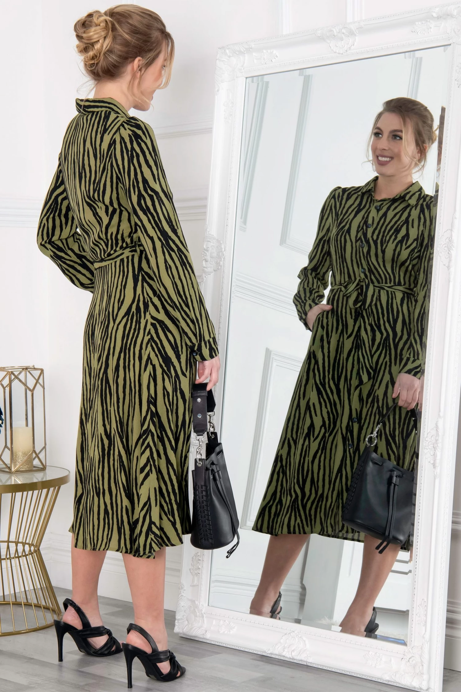 Jolie Moi Green Shea Viscose Shirt Midi Dress 5 Jolie Moi Green Shea Viscose Shirt Midi Dress - Image 3