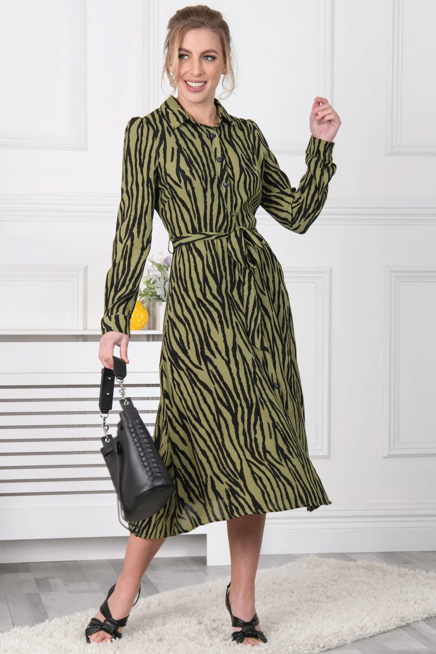 Jolie Moi Green Shea Viscose Shirt Midi Dress 8 Jolie Moi Green Shea Viscose Shirt Midi Dress - Image 6