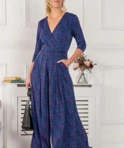 Jolie Moi Blue Giselle Wrap Front Jumpsuit -Jolie Moi Sales unnamed file 65