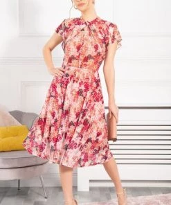 Jolie Moi Orange Luella Key Hole Mesh Dress -Jolie Moi Sales unnamed file 660