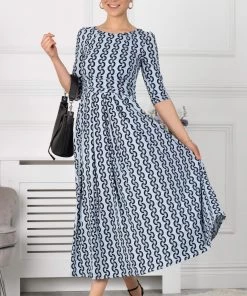 Jolie Moi Cierra Blue 3/4 Sleeve Maxi Dress -Jolie Moi Sales unnamed file 673 scaled
