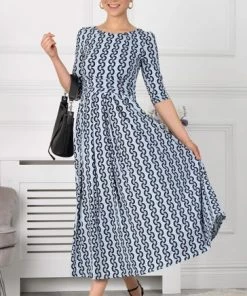 Jolie Moi Cierra Blue 3/4 Sleeve Maxi Dress -Jolie Moi Sales unnamed file 674
